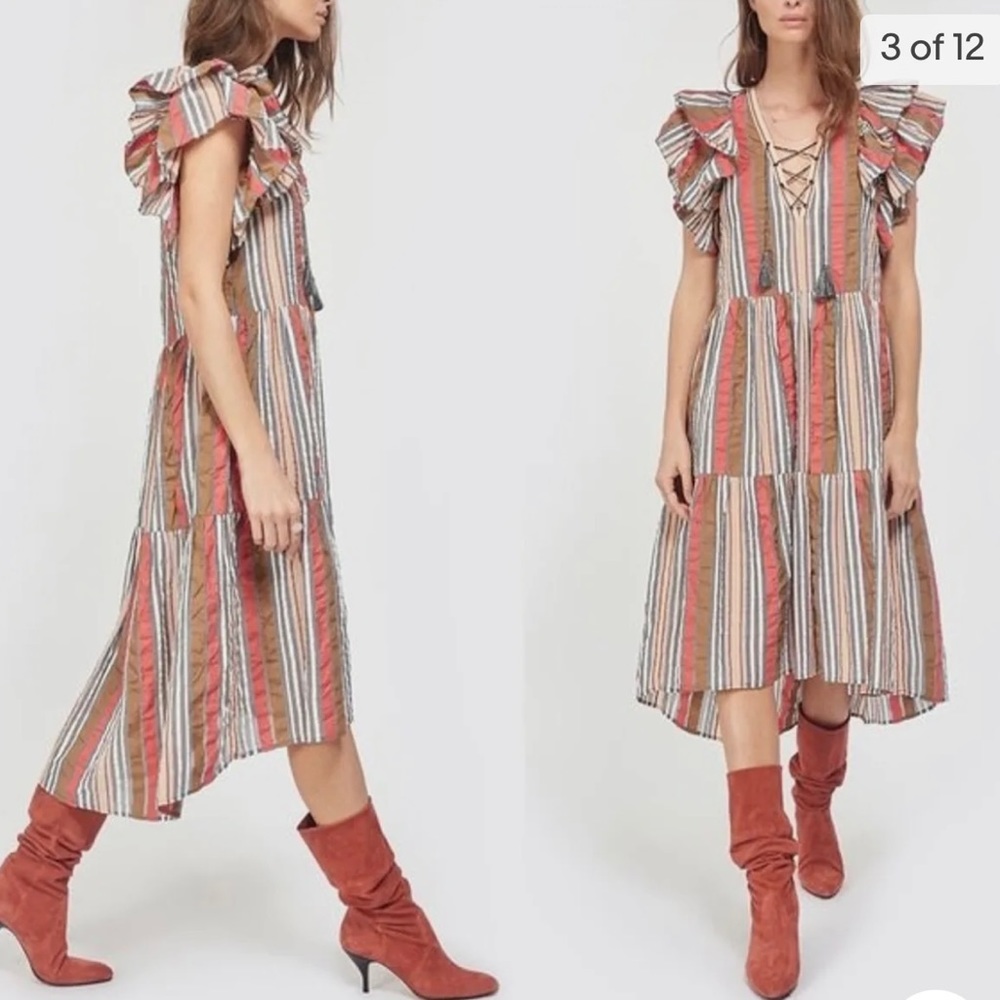 Ulla Johnson Leonie Cotton Gauze Striped Dress